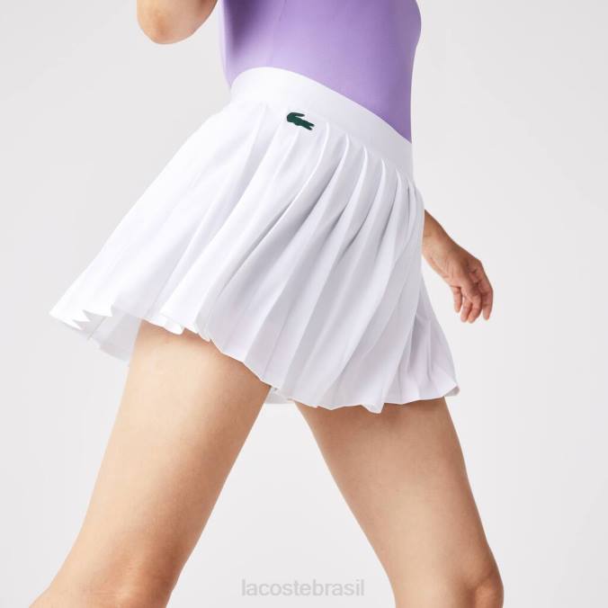 Lacoste mulheres saia esportiva curta plissada para tênis Branco Verde P2PX2582 roupas