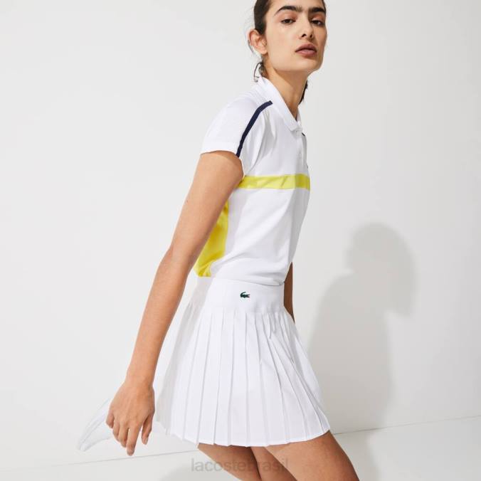Lacoste mulheres saia plissada de malha técnica tênis esportivo branco P2PX2612 roupas