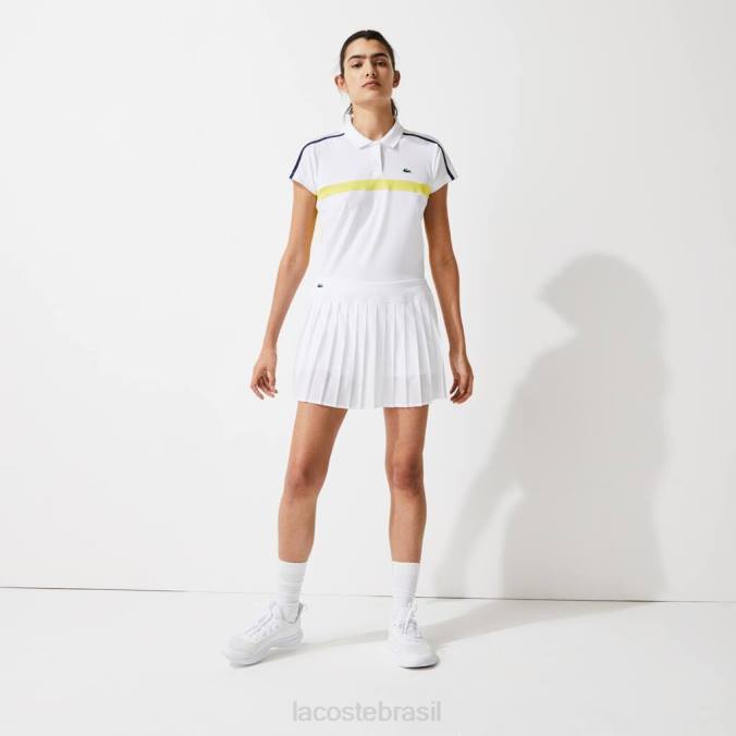 Lacoste mulheres saia plissada de malha técnica tênis esportivo branco P2PX2612 roupas