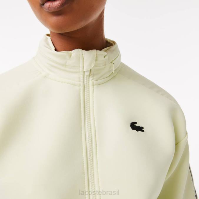 Lacoste mulheres moletom esportivo folgado com zíper amarelo P2PX2383 roupas