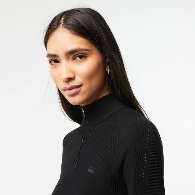 Lacoste mulheres suéter com zíper preto P2PX2646 roupas