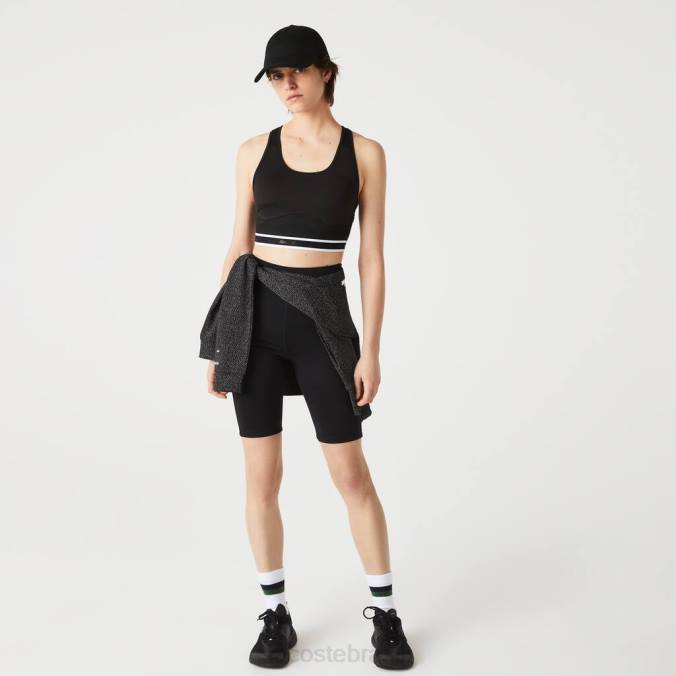 Lacoste mulheres sutiã esportivo com costas esportivas preto P2PX2583 roupas