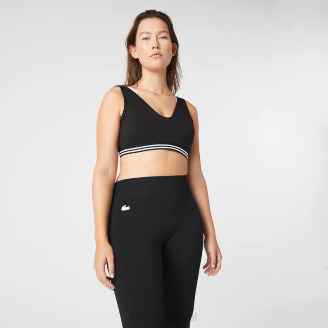 Lacoste mulheres sutiã esportivo com detalhes em contraste esportivo Preto branco P2PX2598 roupas