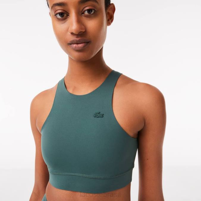 Lacoste mulheres sutiã esportivo sem costura verde P2PX2549 roupas