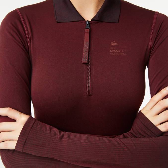 Lacoste mulheres body com gola zip Bordéus P2PX2496 roupas