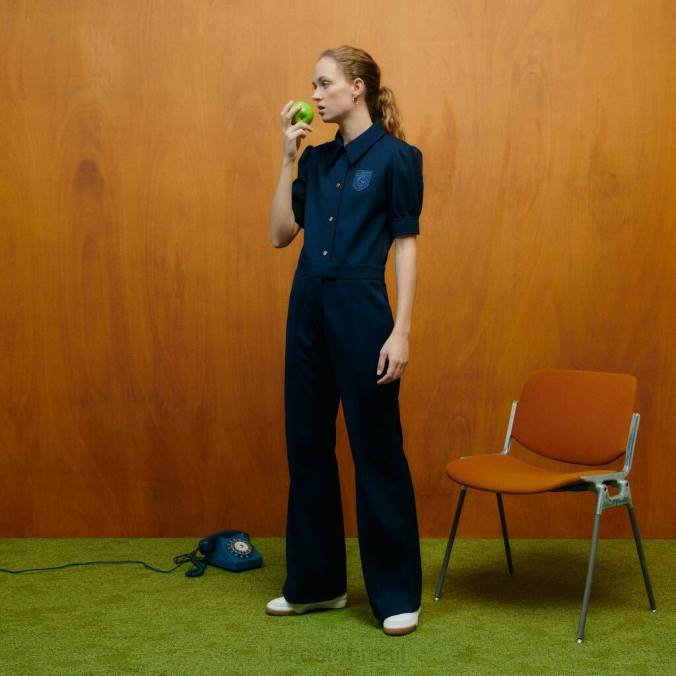 Lacoste x Goop mulheres macacão piquê duas camadas azul-marinho P2PX2666 roupas