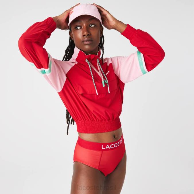 Lacoste mulheres estampa de biquíni vermelho azul P2PX2662 roupas