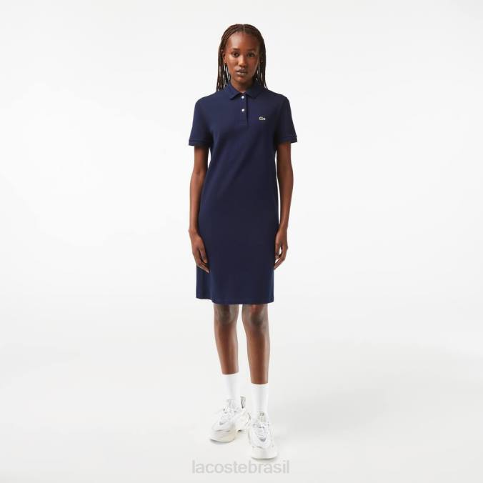 Lacoste mulheres vestido polo em malha piquê azul-marinho P2PX2361 roupas