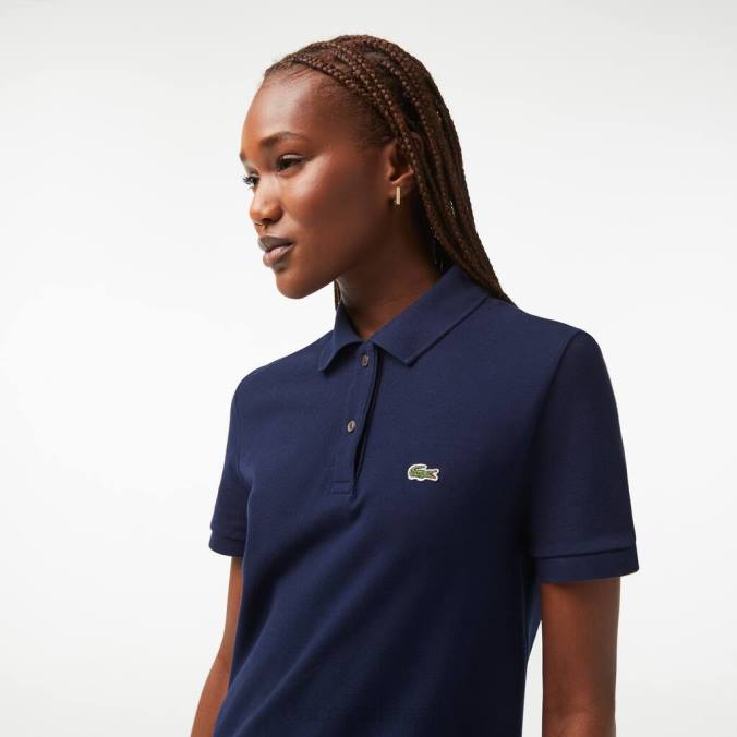 Lacoste mulheres vestido polo em malha piquê azul-marinho P2PX2361 roupas