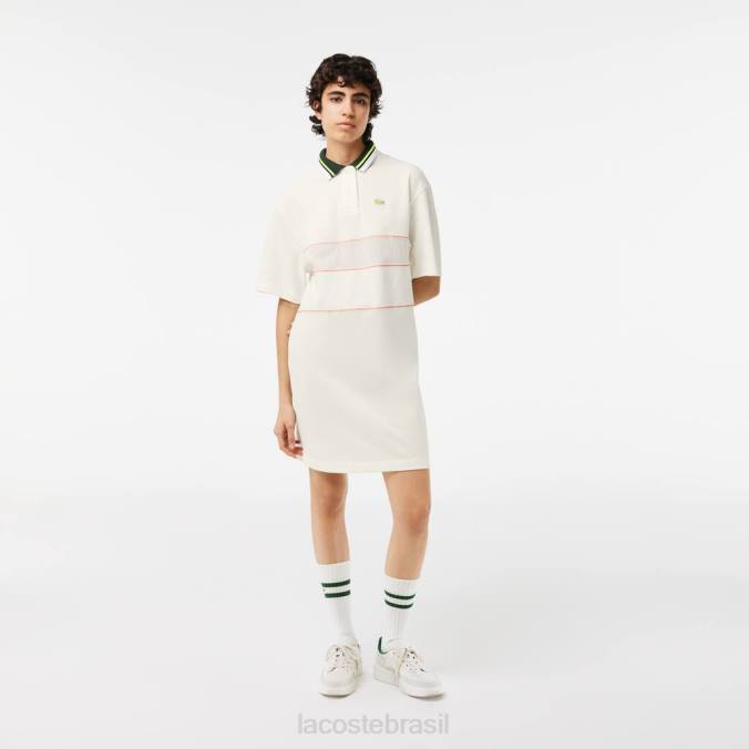 Lacoste mulheres vestido polo francês de algodão orgânico branco P2PX2376 roupas