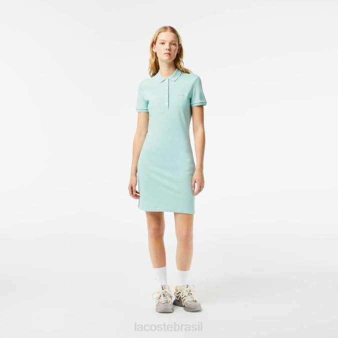Lacoste mulheres vestido polo piquê de algodão stretch hortelã P2PX2368 roupas