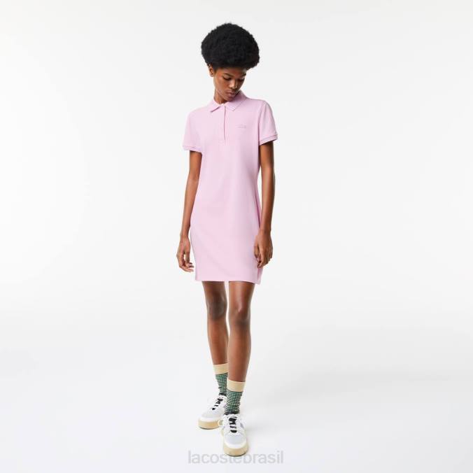 Lacoste mulheres vestido polo piquê de algodão stretch rosa P2PX2505 roupas