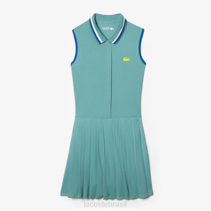 Lacoste mulheres vestido esportivo curto plissado para tênis verde/verde claro P2PX2354 roupas