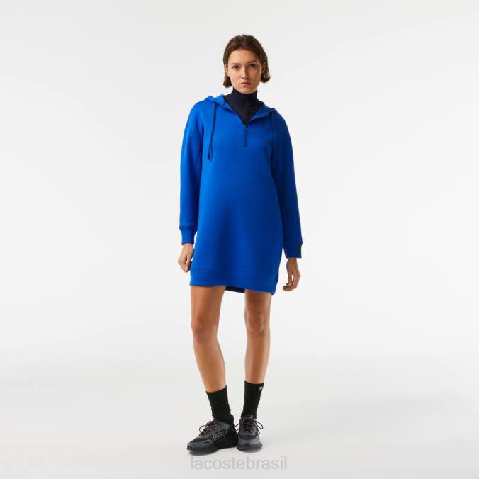 Lacoste mulheres vestido solto em piquê de algodão azul P2PX2473 roupas