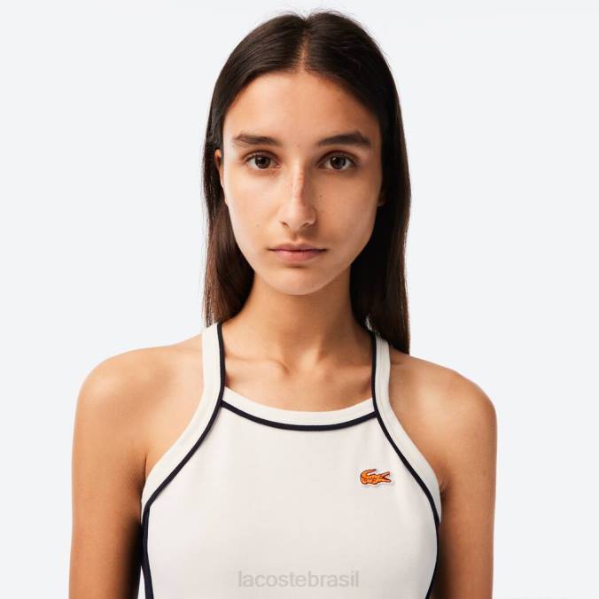 Lacoste mulheres vestido tênis francês de algodão orgânico branco P2PX2380 roupas
