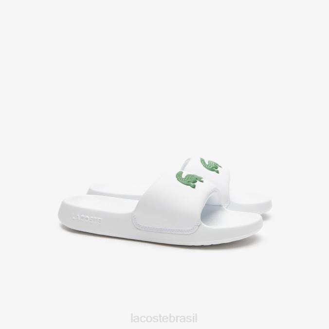 Lacoste mulheres chinelos sintéticos croco 1.0 Branco Verde P2PX2685 sapato