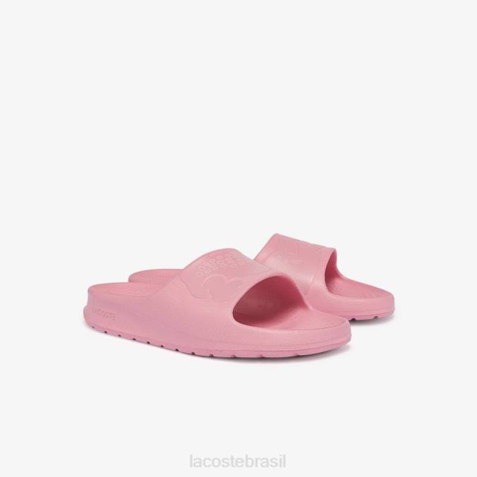 Lacoste mulheres slides com alça de logotipo sintético croco 2.0 rosa P2PX2733 sapato