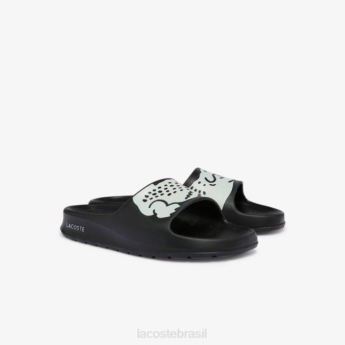 Lacoste mulheres slides com estampa sintética croco 2.0 Preto branco P2PX2698 sapato
