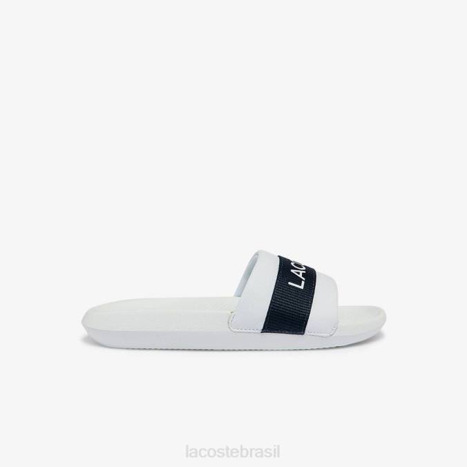 Lacoste mulheres slides croco sintéticos e têxteis Marinha Branca P2PX2710 sapato