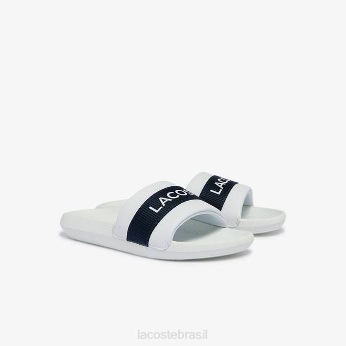 Lacoste mulheres slides croco sintéticos e têxteis Marinha Branca P2PX2710 sapato