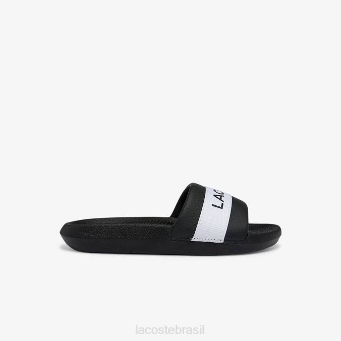 Lacoste mulheres slides croco sintéticos e têxteis Preto branco P2PX2709 sapato