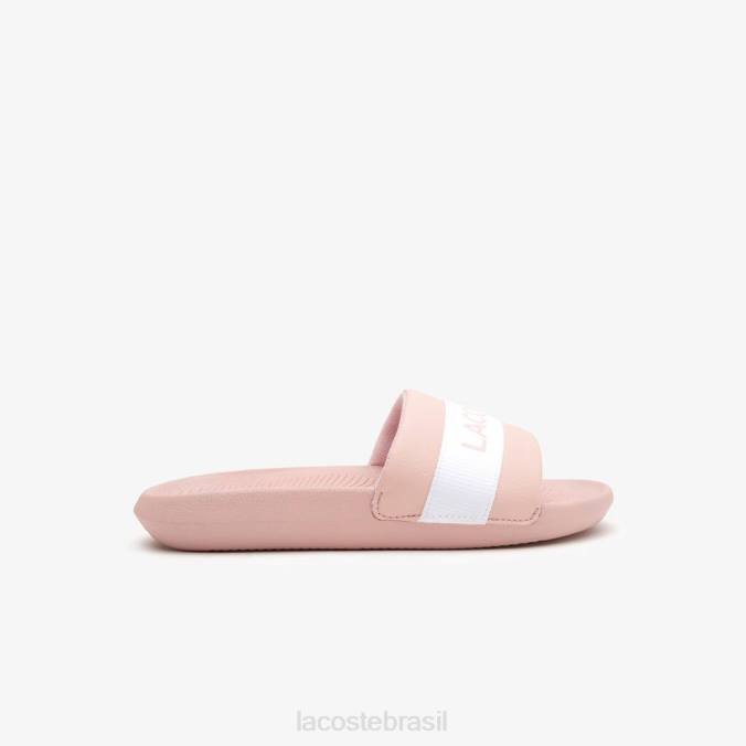 Lacoste mulheres slides croco sintéticos e têxteis rosa claro e branco P2PX2711 sapato