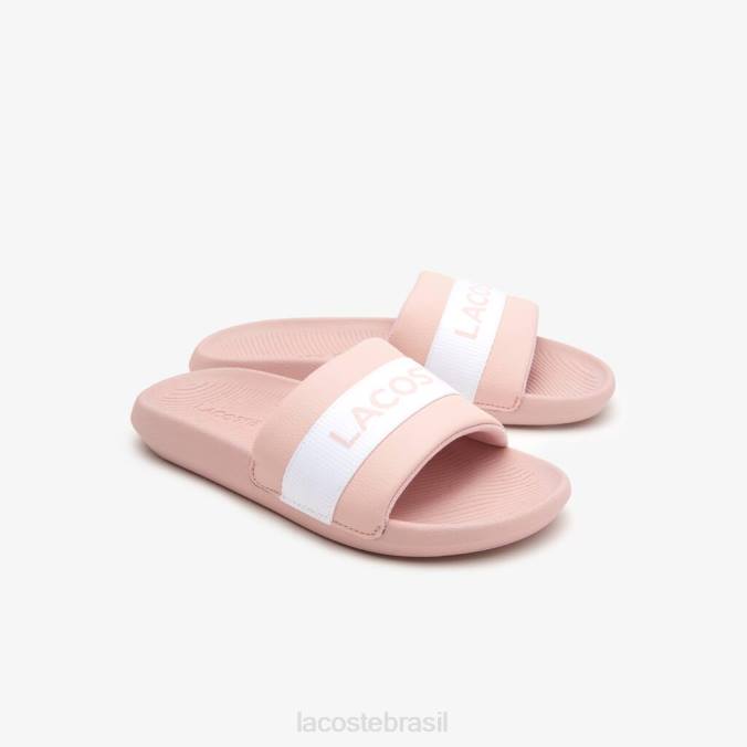 Lacoste mulheres slides croco sintéticos e têxteis rosa claro e branco P2PX2711 sapato