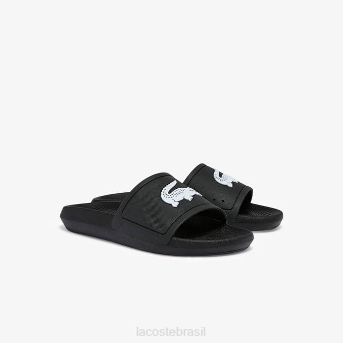 Lacoste mulheres slides sintéticos hidrorrepelentes croco Preto branco P2PX2701 sapato