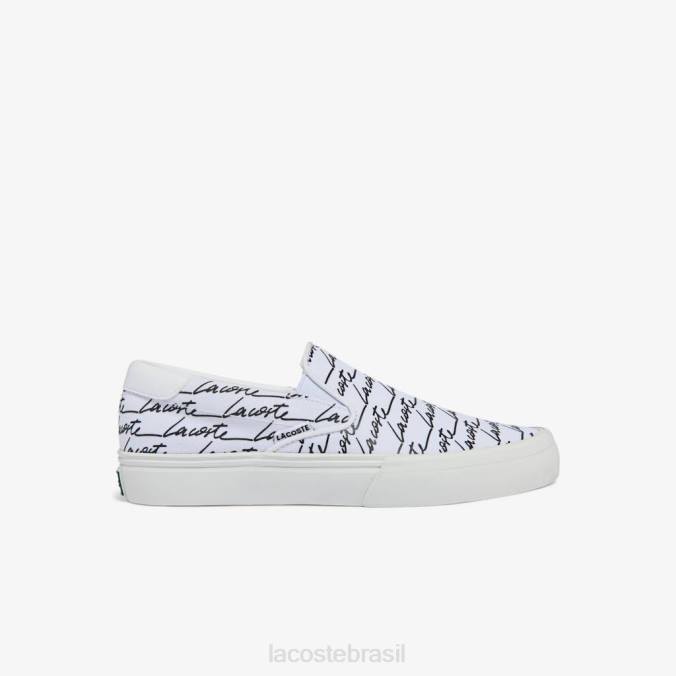Lacoste mulheres jump serve slip on impresso em tela branco e off-white P2PX2707 sapato