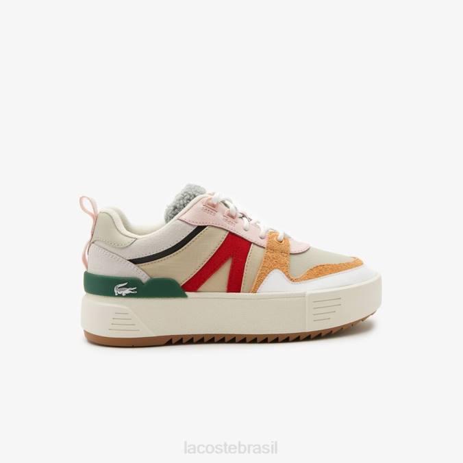 Lacoste mulheres l002 sapatos de couro de inverno para atividades ao ar livre verde acinzentado P2PX2727 sapato