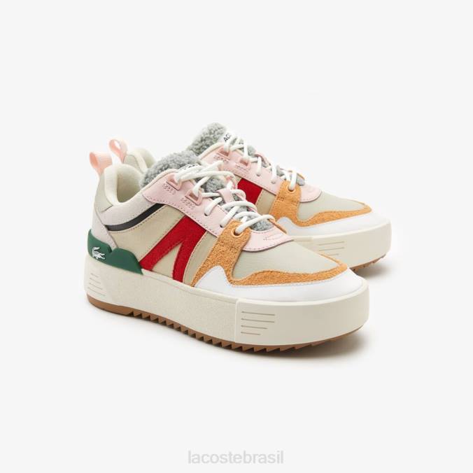 Lacoste mulheres l002 sapatos de couro de inverno para atividades ao ar livre verde acinzentado P2PX2727 sapato