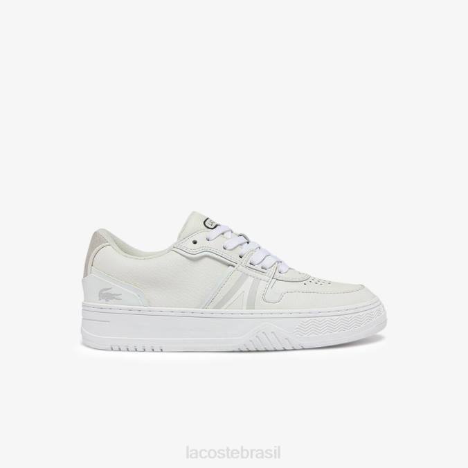 Lacoste mulheres l001 tênis de couro branco e off-white P2PX2720 sapato