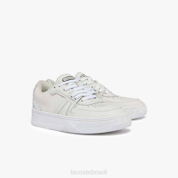 Lacoste mulheres l001 tênis de couro branco e off-white P2PX2720 sapato
