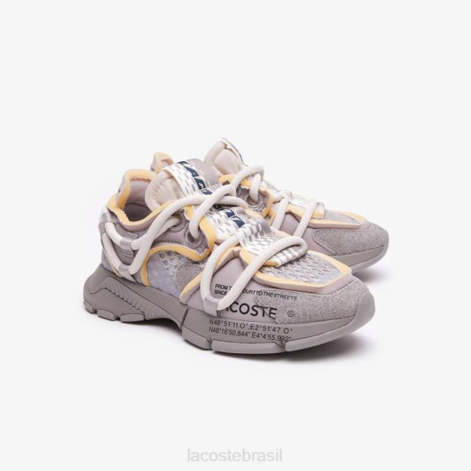 Lacoste mulheres l003 tênis ativos para passarela têxtil Branco cinzento P2PX2692 sapato