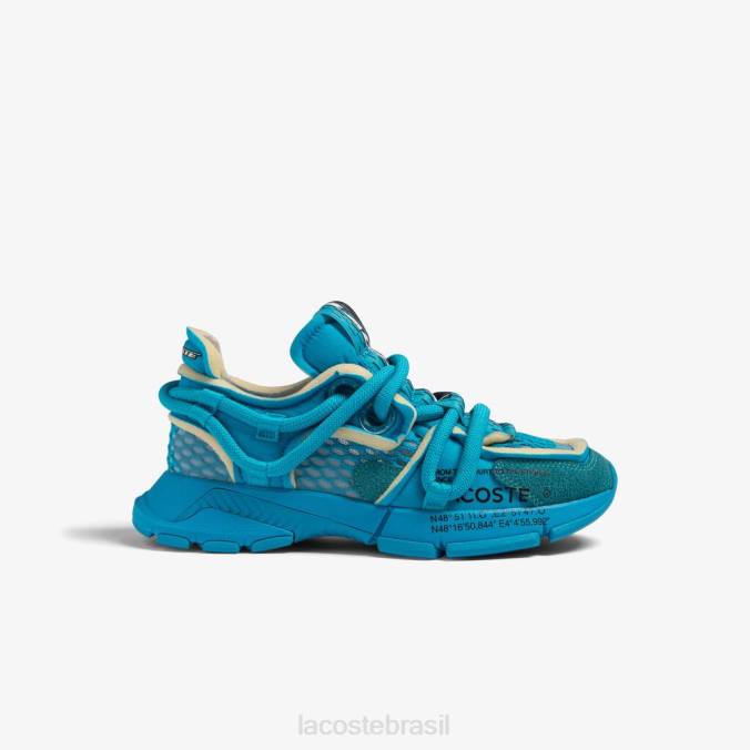 Lacoste mulheres l003 tênis ativos para passarela têxtil azul P2PX2691 sapato