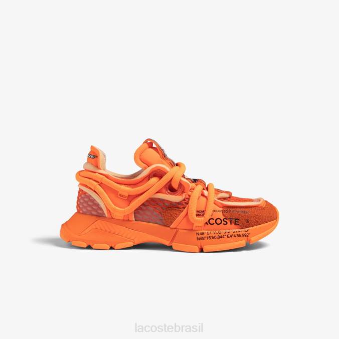 Lacoste mulheres l003 tênis ativos para passarela têxtil laranja P2PX2693 sapato