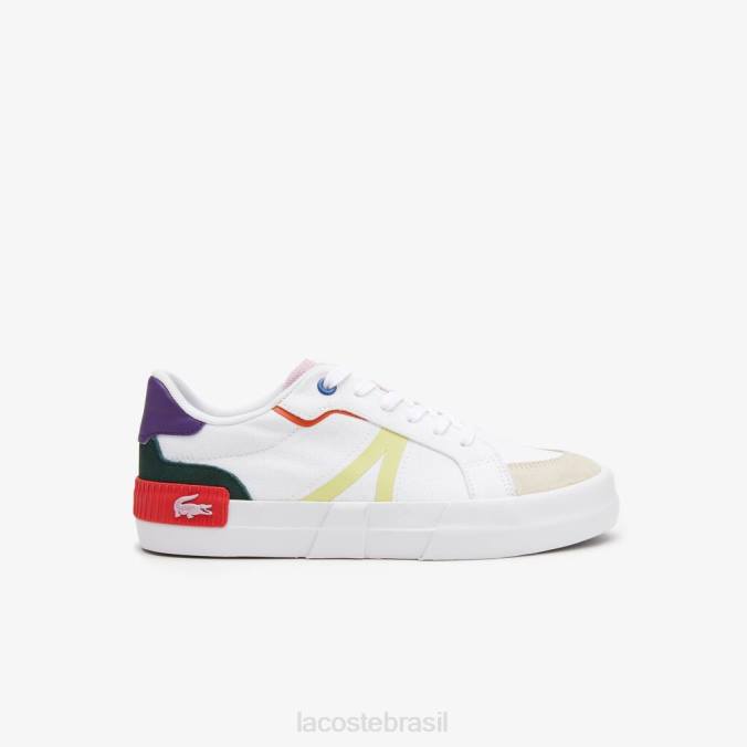 Lacoste mulheres l004 tênis colorido pop em tecido off white e rosa P2PX2730 sapato