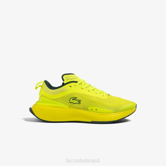 Lacoste mulheres run spin evolução tênis têxtil amarelo P2PX2686 sapato