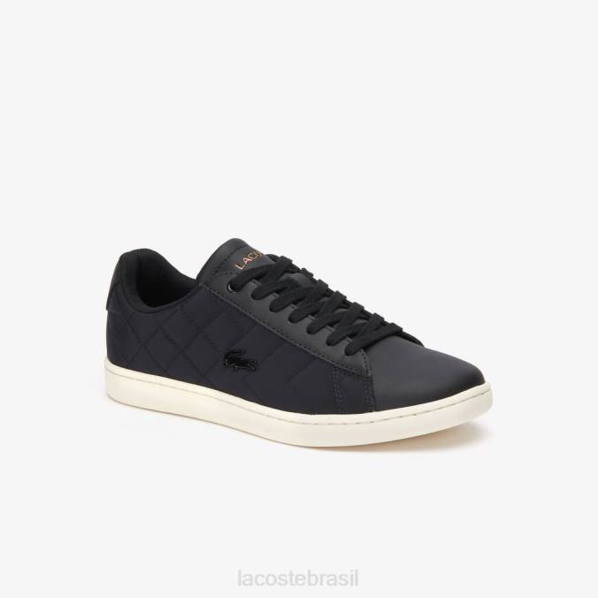 Lacoste mulheres tênis carnaby evo acolchoado preto e branco P2PX2737 sapato