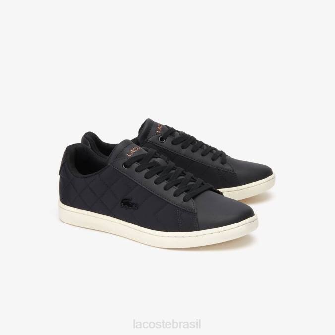 Lacoste mulheres tênis carnaby evo acolchoado preto e branco P2PX2737 sapato