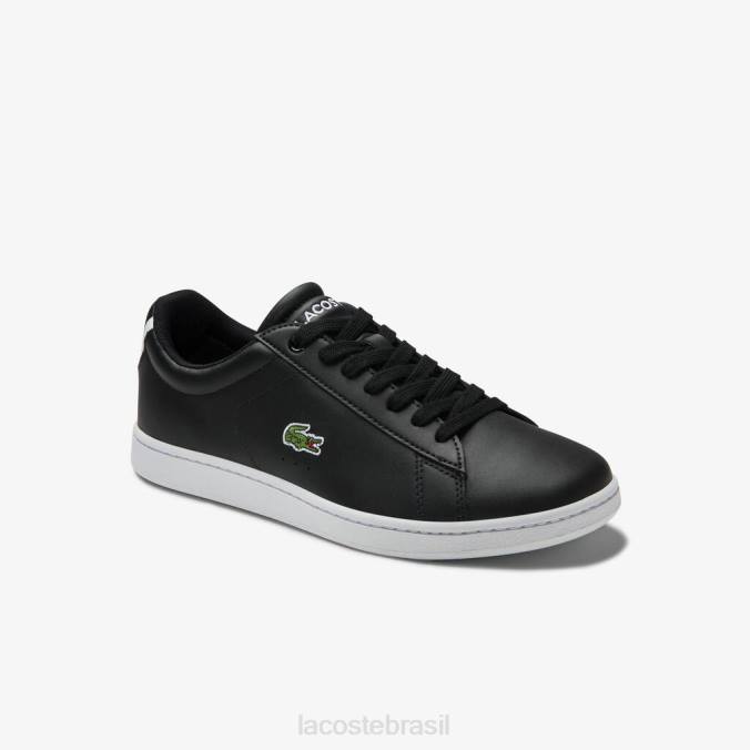 Lacoste mulheres tênis carnaby evo de couro com forro de malha preto P2PX2717 sapato