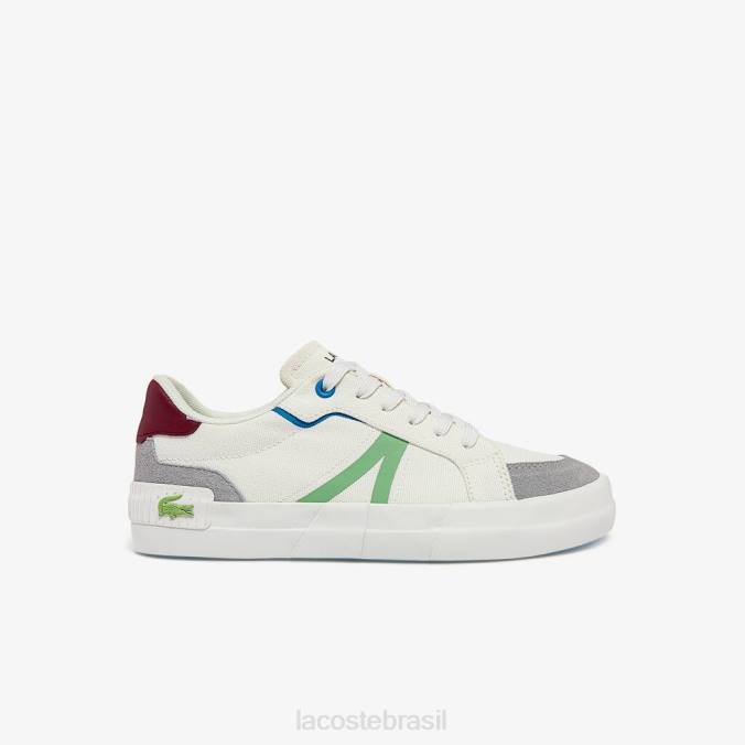 Lacoste mulheres tênis de lona l004 branco e verde claro P2PX2755 sapato