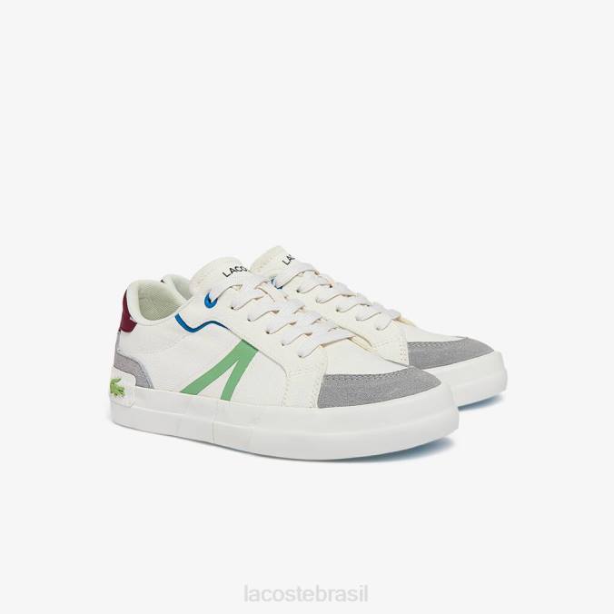 Lacoste mulheres tênis de lona l004 branco e verde claro P2PX2755 sapato
