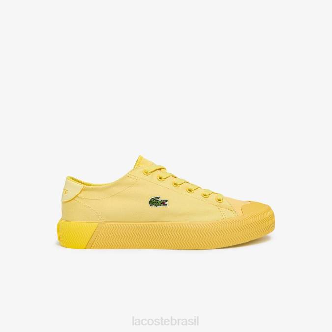 Lacoste mulheres tênis gripshot canvas tonal amarelo claro/amarelo P2PX2749 sapato