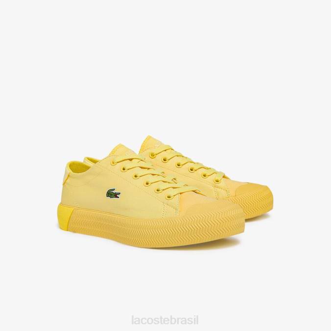 Lacoste mulheres tênis gripshot canvas tonal amarelo claro/amarelo P2PX2749 sapato