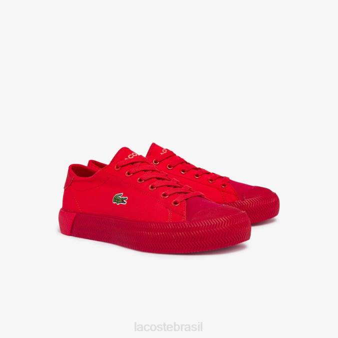 Lacoste mulheres tênis gripshot canvas tonal vermelho P2PX2748 sapato