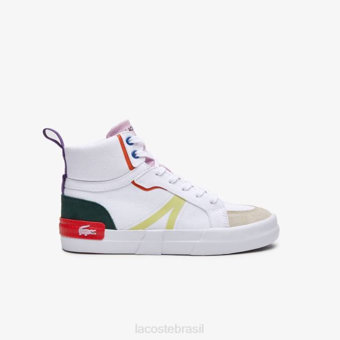 Lacoste mulheres tênis l004 mid têxtil off white e rosa P2PX2715 sapato