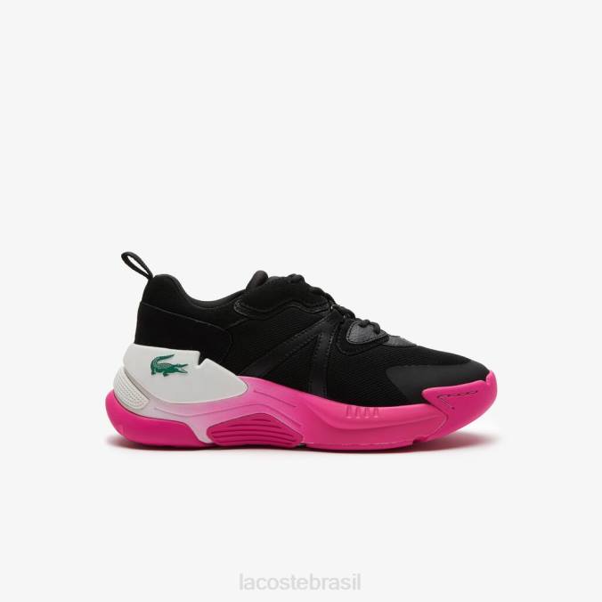 Lacoste mulheres tênis lw2 xtra couro preto/rosa P2PX2722 sapato