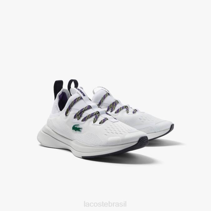Lacoste mulheres tênis run spin comfort têxtil branco e roxo P2PX2751 sapato