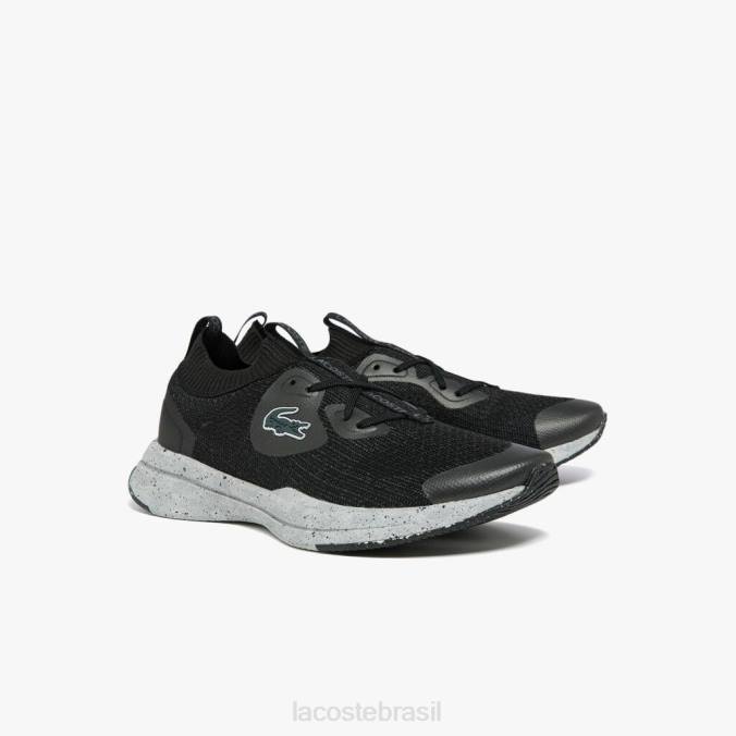 Lacoste mulheres tênis run spin eco têxtil preto e branco P2PX2726 sapato